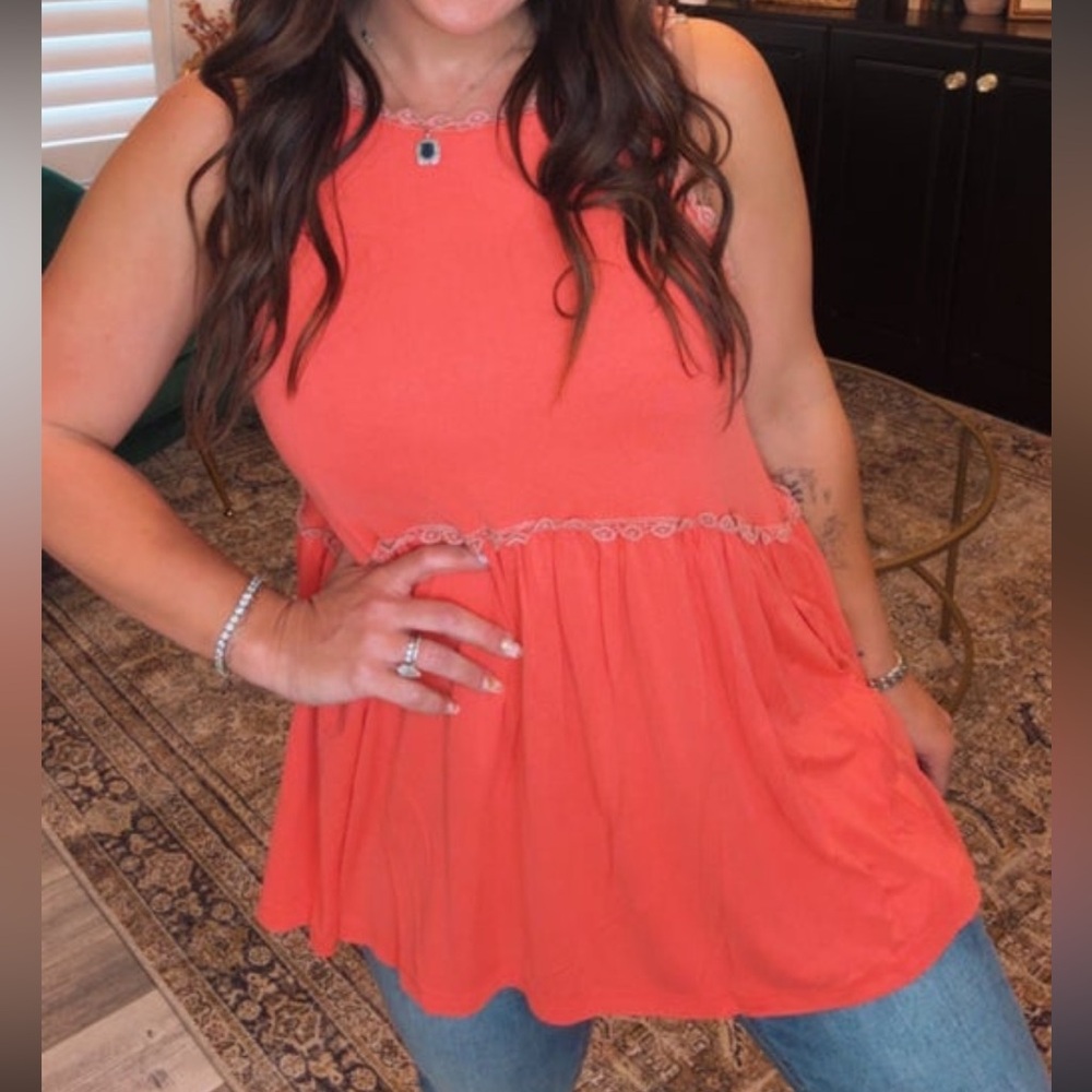 POL coral babydoll tank, size Large